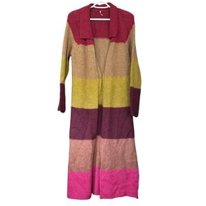 Free People Medium Mohair Over the Rainbow Duster Cardigan Sweater Color Block